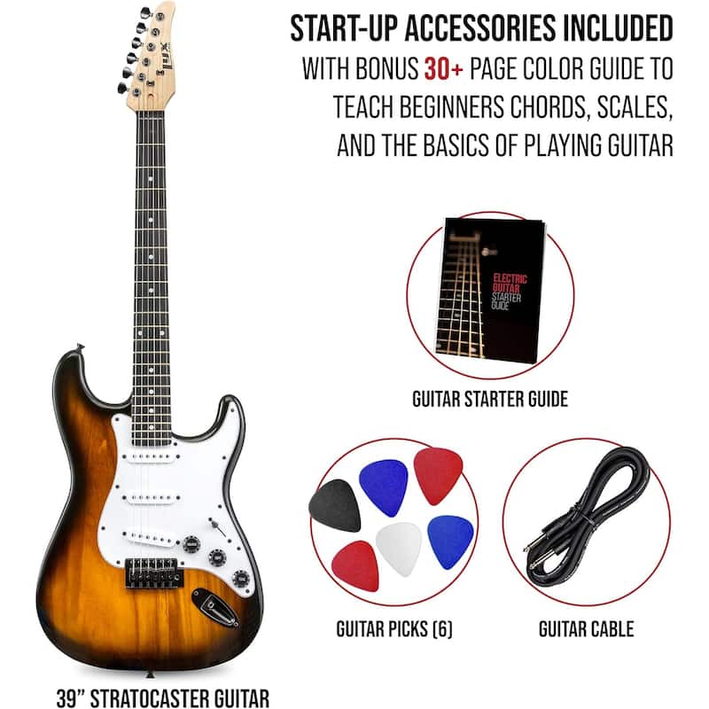 LyxPro CS 39" Electric Guitar Kit, Electric Guitar Beginner Kits with 6